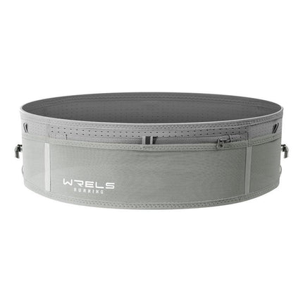 WRELS Trail Running Waist Belt - Lightweight Mesh Hydration Pack with Trekking Pole Holder - Anti-Bounce Phone Storage for Marathon & Hiking - Gray Size L (85-110cm).