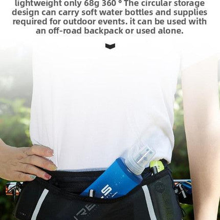 WRELS Trail Running Waist Belt - Lightweight Mesh Hydration Pack with Trekking Pole Holder - Anti-Bounce Phone Storage for Marathon & Hiking - Gray Size L (85-110cm).