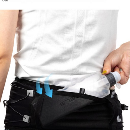 WRELS Trail Running Waist Belt - Lightweight Mesh Hydration Pack with Trekking Pole Holder - Anti-Bounce Phone Storage for Marathon & Hiking - Gray Size L (85-110cm).