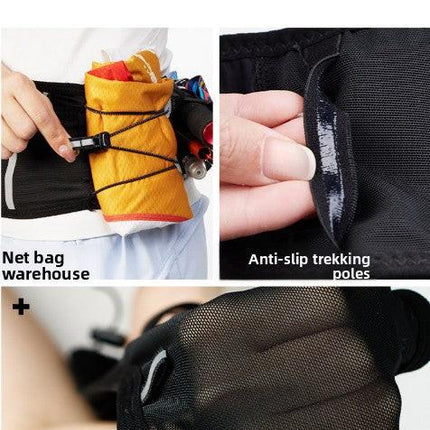WRELS Trail Running Waist Belt - Lightweight Mesh Hydration Pack with Trekking Pole Holder - Anti-Bounce Phone Storage for Marathon & Hiking - Gray Size L (85-110cm).