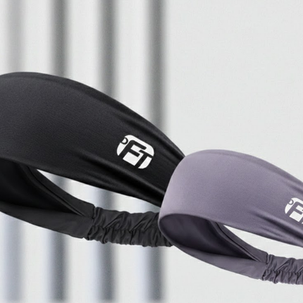 2 Pcs Cooling Sports Headband Moisture Wicking Sweatband for Running Gym & Yoga Non Slip Stretchy Hair Band Black & Purple.