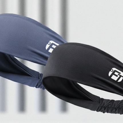2 Pcs Cooling Sports Headband Moisture Wicking Sweatband for Running Gym & Yoga Non Slip Stretchy Hair Band Black & Blue