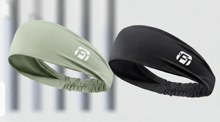 2 Pcs Cooling Sports Headband Moisture Wicking Sweatband for Running Gym & Yoga Non Slip Stretchy Hair Band Black & Green.
