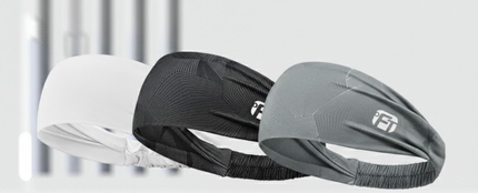 3 PCS Cooling Sports Headband Ice Silk Moisture Wicking Sweat Band for Running Gym & Yoga Non Slip White & Geometric Tech Pattern Black and Grey.