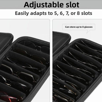 Portable 7-Slot Sunglasses Organiser Case Hard Shell EVA Storage Box Large Capacity Display Holder for Travel Black.