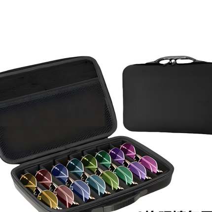 Portable 8-Slot Sunglasses Organiser Case Hard Shell EVA Storage Box Large Capacity Display Holder with Handle Black.