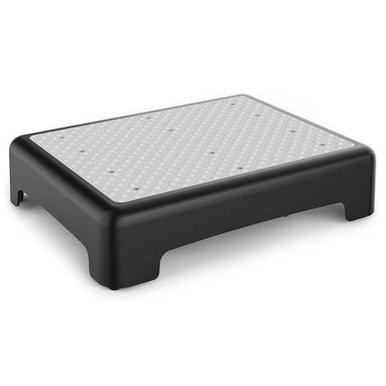 Portable Outdoor Half Step Stool Non-Slip Mobility Aid Large Platform 43x33cm for Elderly Home Car & Bath Use Black Base with White Top Mat.
