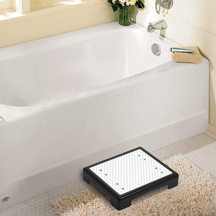 Portable Outdoor Half Step Stool Non-Slip Mobility Aid Compact Platform 43x33cm for Bath Home & Car Use White Base with Blue Top Mat.