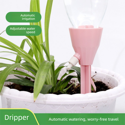 2 PCS Automatic Self-Watering Plant Spikes Adjustable Drip Irrigation System for Indoor Outdoor Garden Pots Holiday Care Green and White.