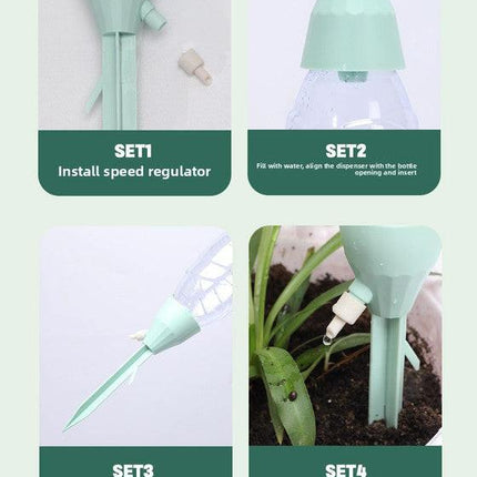 2 PCS Automatic Self-Watering Plant Spikes Adjustable Drip Irrigation System for Indoor Outdoor Garden Pots Holiday Care Green and White.