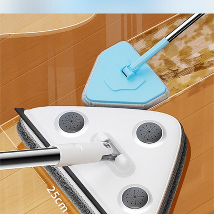 Adjustable Triangle Cleaning Mop 119cm Long Handle Window Squeegee Wall Washer Rotatable Head for Ceilings High Corners Wet Dry Use with 2 Microfibre Pads.