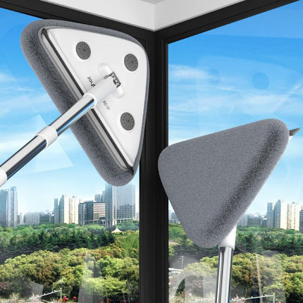 Large 35cm Triangle Cleaning Mop with Extra Long 188cm Reinforced Handle Window Squeegee & 2 Microfibre Pads for High Ceilings.