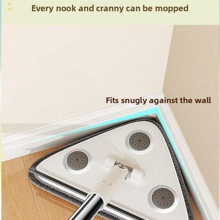 Large 35cm Triangle Cleaning Mop with Extra Long 188cm Reinforced Handle Window Squeegee & 2 Microfibre Pads for High Ceilings.