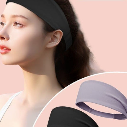2 Pack Sports Headband with Silicone Sweat Guide Non-Slip Moisture Wicking Hair Band for Running Yoga Gym Fitness Quick Dry Breathable (Black & Purple)