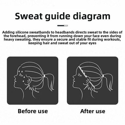 2 Pack Sports Headband with Silicone Sweat Guide Non-Slip Moisture Wicking Hair Band for Running Yoga Gym Fitness Quick Dry Breathable (Black & Purple).