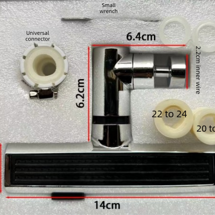 Waterfall Kitchen Tap Extender 360 Swivel Faucet Aerator Attachment 3 Spray Modes High Pressure Splash Proof Sink Nozzle with Universal Adapters Chrome Finish.