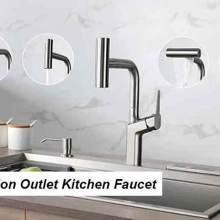 Waterfall Kitchen Tap Extender 4 Spray Modes 360 Swivel Faucet Aerator Flying Rain Nozzle High Pressure Sink Attachment Universal Fit Chrome Finish.