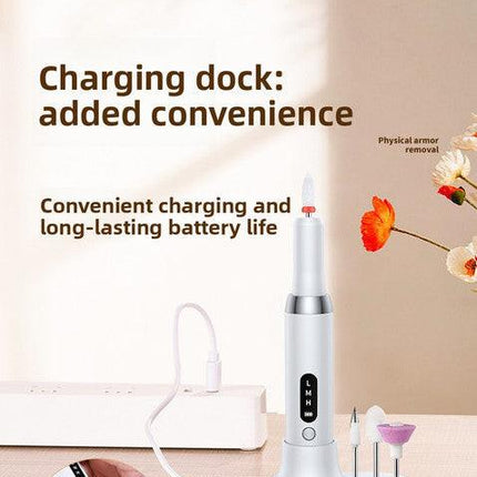 Electric Nail Drill Machine Cordless Portable E-File Kit with Charging Base LED Display 3 Speeds 15000RPM for Gel Polish Acrylic Removal Manicure Pedicure Home Khaki.