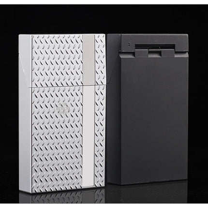 2 Pack Slim Cigarette Case Hard Shell Holder for 40 Cigarettes Durable ABS Plastic Crush Proof Box with Spring Clip Moisture Resistant Pocket Container Black and Silver.
