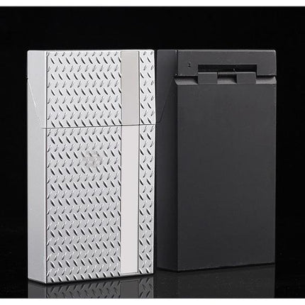 2 Pack Slim Cigarette Case Hard Shell Holder for 40 Cigarettes Durable ABS Plastic Crush Proof Box with Spring Clip Moisture Resistant Pocket Container Black and Silver.