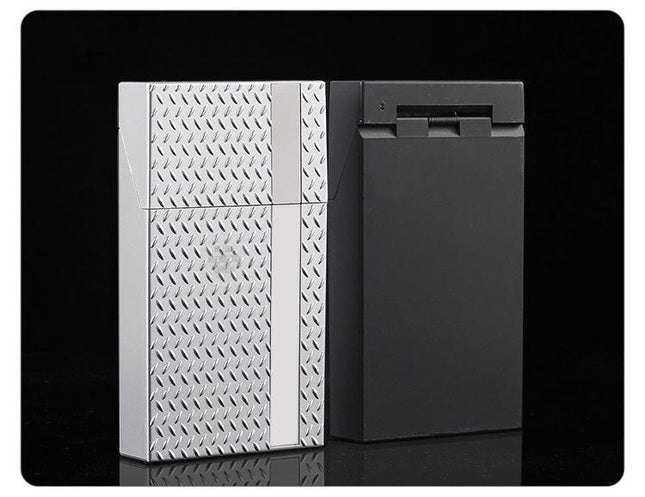 2 Pack Slim Cigarette Case Hard Shell Holder for 40 Cigarettes Durable ABS Plastic Crush Proof Box with Spring Clip Moisture Resistant Pocket Container Black and Silver.