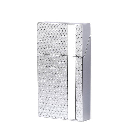 2 Pack Slim Cigarette Case Hard Shell Holder for 40 Cigarettes Durable ABS Plastic Crush Proof Box with Spring Clip Moisture Resistant Pocket Container Black and Silver.