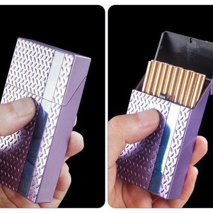 2 Pack Slim Cigarette Case Hard Shell Holder for 40 Cigarettes Durable ABS Plastic Crush Proof Box with Spring Clip Moisture Resistant Pocket Container Black and Silver.
