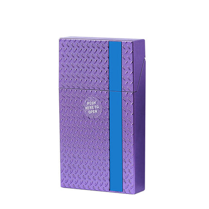 2 Pack Slim Cigarette Case Hard Shell Holder for 40 Cigarettes Durable ABS Plastic Crush Proof Box with Spring Clip Moisture Resistant Pocket Container Gold and purple.