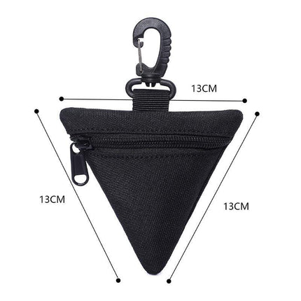 3 PCS Tactical Triangle Coin Purse Pouch Mini EDC Wallet with Carabiner Hook Heavy Duty Canvas Key Holder Case for Outdoor Camping Hiking Travel Black Khaki Green.