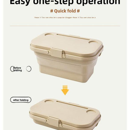 Collapsible Picnic Basket with Mini Table Lid Portable Folding Storage Crate with Cup Holders and Phone Stand Multi-Functional Outdoor Camping Sink Basin Khaki.