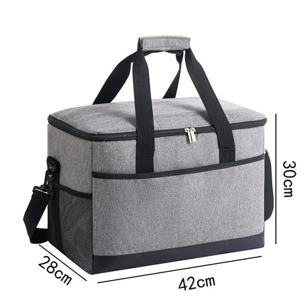 Large 35L Insulated Cooler Bag Soft Sided Leakproof Thermal Tote for Camping Beach Picnic BBQ Heavy Duty Grocery Carrier Grey.