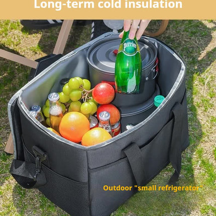 Large 35L Insulated Cooler Bag Soft Sided Leakproof Thermal Tote for Camping Beach Picnic BBQ Heavy Duty Grocery Carrier Grey.