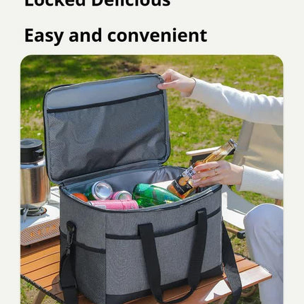 Large 35L Insulated Cooler Bag Soft Sided Leakproof Thermal Tote for Camping Beach Picnic BBQ Heavy Duty Grocery Carrier Navy Blue.