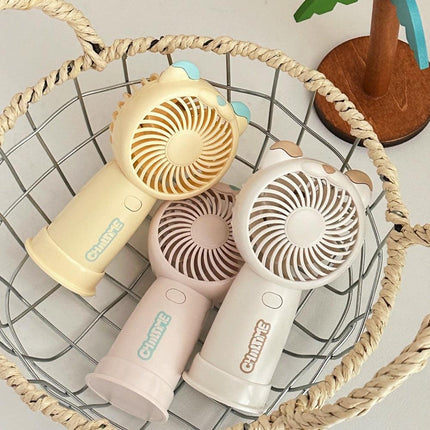 Mini Handheld Fan Rechargeable Portable Personal Cooling Device Cute Bear Design 3 Speed Adjustable with Stand Lanyard for Travel Kids Office Yellow.