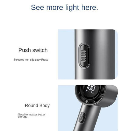 High Speed Handheld Turbo Fan Champagne Gold 3 Adjustable Speeds LED Display Portable Personal Cooling Fan Rechargeable for Travel Office Outdoor.