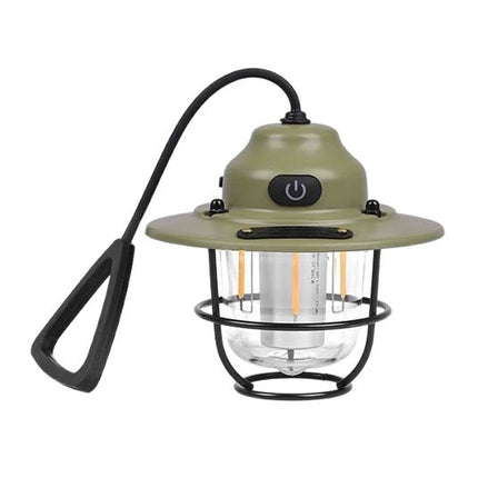 Retro LED Camping Lantern Rechargeable Pinecone Light Dimmable 4 Modes IPX4 Waterproof Hanging Tent Lamp for Outdoor Hiking Fishing Green.