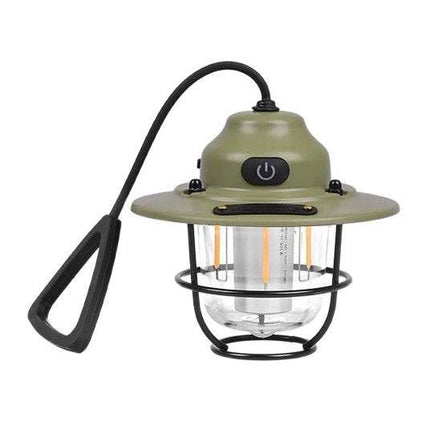 Retro LED Camping Lantern Rechargeable Pinecone Light Dimmable 4 Modes IPX4 Waterproof Hanging Tent Lamp for Outdoor Hiking Fishing Green.
