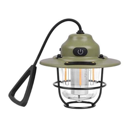Retro LED Camping Lantern Rechargeable Pinecone Light Dimmable 4 Modes IPX4 Waterproof Hanging Tent Lamp for Outdoor Hiking Fishing Green.