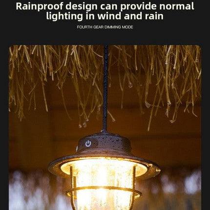 Retro LED Camping Lantern Rechargeable Pinecone Light Dimmable 4 Modes IPX4 Waterproof Hanging Tent Lamp for Outdoor Hiking Fishing Green.