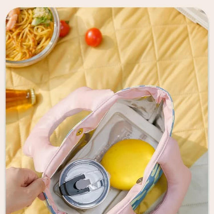Insulated Lunch Bag Tote Fashion Graffiti Print with Soft Padded Handle Waterproof Thermal Cooler Bento Case for Work School and Picnics Blue with Green Handle.