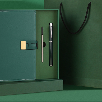 Turquoise Premium A5 Business Notebook Gift Set with Metal Pen - Soft PU Leather Journal 320 Pages Thick Paper - Executive Diary for Office & Home.