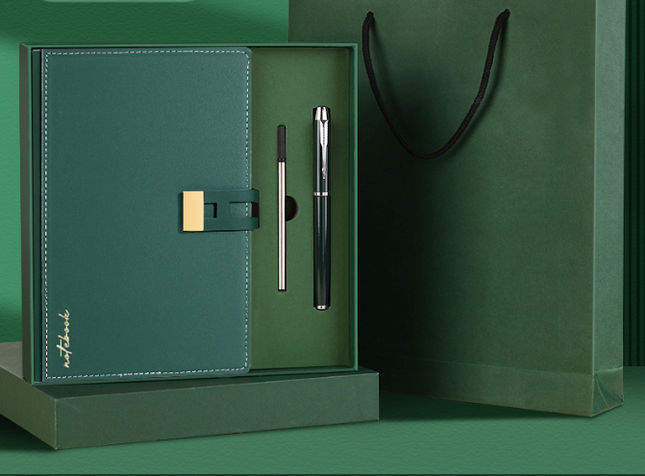 Turquoise Premium A5 Business Notebook Gift Set with Metal Pen - Soft PU Leather Journal 320 Pages Thick Paper - Executive Diary for Office & Home.