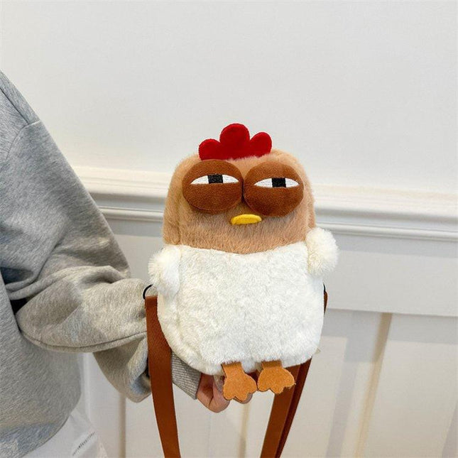 Cute Plush Chicken Crossbody Bag - Soft Faux Fur Mobile Phone Pouch - Quirky Cartoon Shoulder Purse for Girls & Teens - Novelty Gift.