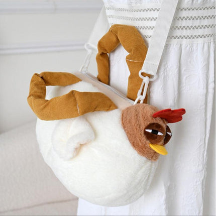 Funny Plush Chicken Handbag - Soft Fluffy Novelty Tote Bag with Leg Handles - Quirky Cartoon Gift for Kids & Teens (25cm).