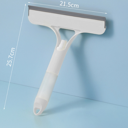 White 3-in-1 Window Squeegee with Built-in Spray Bottle - Dual Sided Sponge Glass Cleaner - Streak Free Tool for Shower Screens, Mirrors & Car Windows.