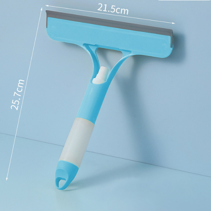 Blue 3-in-1 Window Squeegee with Built-in Spray Bottle - Dual Sided Sponge Glass Cleaner - Streak Free Tool for Shower Screens, Mirrors & Car Windows.