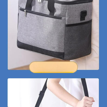 Large 30L Insulated Cooler Bag - Leakproof Thermal Lunch Tote with Shoulder Strap - Heavy Duty Blue Picnic Box for Beach, Camping & Work.