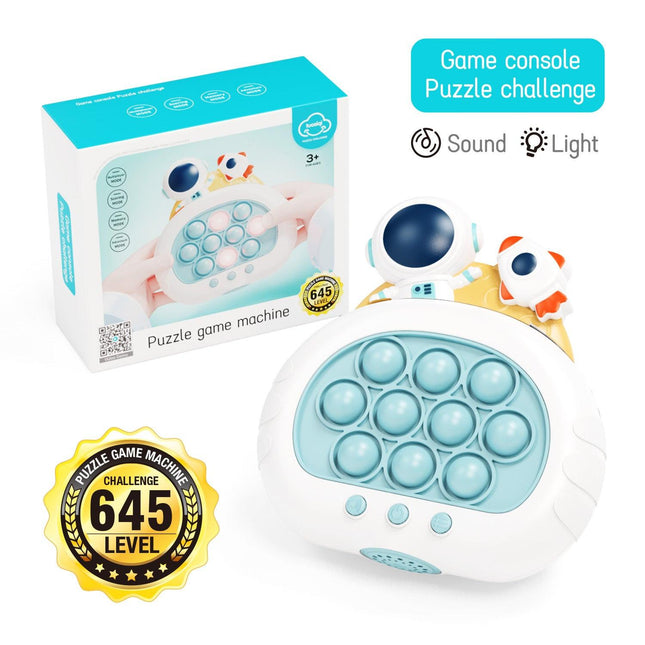 Electronic Fast Push Pop Game - Astronaut Space Edition Fidget Console with Lights & Sound - 4 Modes Memory & Speed Challenge - Interactive Sensory Toy for Kids 3+ & Travel.