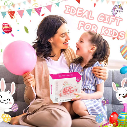 Electronic Fast Push Pop Game - Pink Unicorn Fidget Console with Lights & Sound - 4 Modes Memory & Speed Challenge - Interactive Sensory Toy for Kids 3+ & Travel.