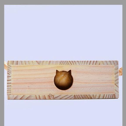 Interactive Wooden Cat Toy Whack-A-Mole Box - Solid Pine Puzzle Game with Pop-Up Plush Mice - Mental Enrichment & Bonding for Indoor Cats.